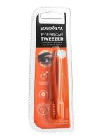 Пинцет для бровей со скошенным краем и силиконовой щеточкой Solomeya Eyebrow tweezer, 1 шт.